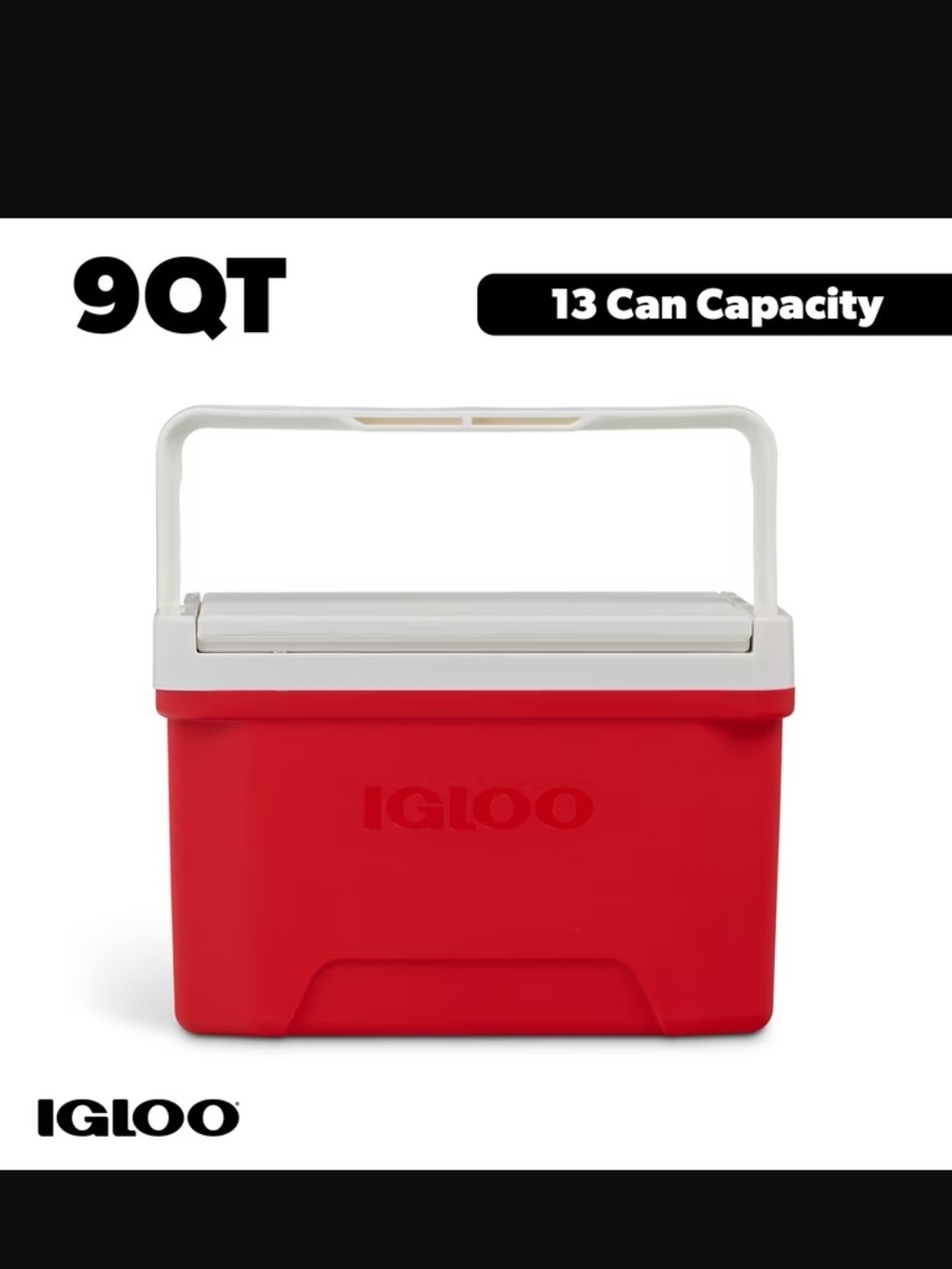 Igloo Red Cooler with White Lid and Handle - 9QT 13-Can